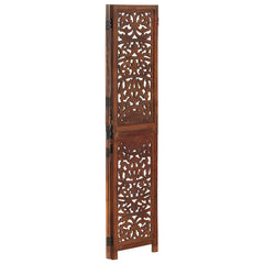 Hand carved 3-Panel Room Divider 120x165 cm Brown