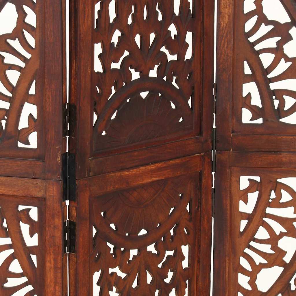 Hand carved 3-Panel Room Divider 120x165 cm Brown