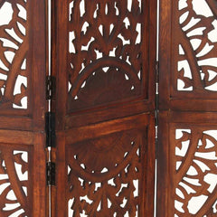 Hand carved 3-Panel Room Divider 120x165 cm Brown