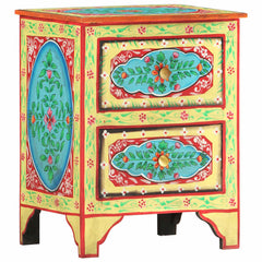 286158 vidaXL Hand Painted Bedside Cabinet 40x30x50 cm Solid Mango Wood 2