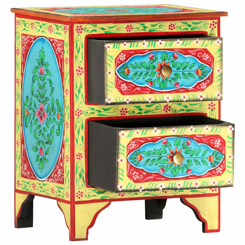 286158 vidaXL Hand Painted Bedside Cabinet 40x30x50 cm Solid Mango Wood 4