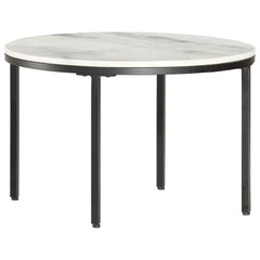 Coffee Table White and Black Real Solid Marble Ø 65 cm