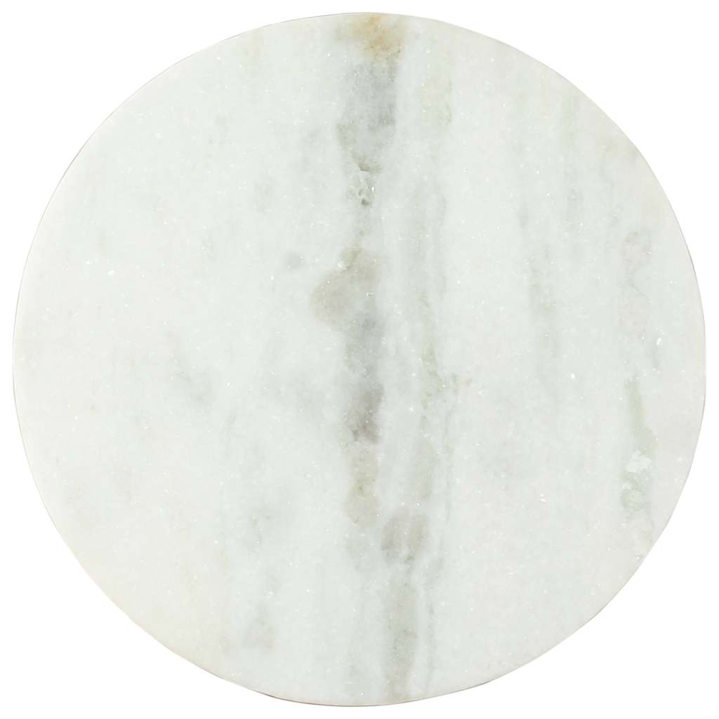 Coffee Table White and Black Real Solid Marble Ø 50 cm
