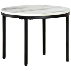 Coffee Table White and Black Real Solid Marble Ø 50 cm