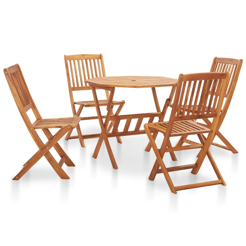 5 Piece Folding Dining Set Solid Acacia Wood (46656+46654)