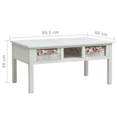 Coffee Table White 99.5x60x48 cm Wood