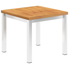 vidaXL Garden Side Table 45x45x38 cm Solid Acacia Wood&Stainless Steel 1