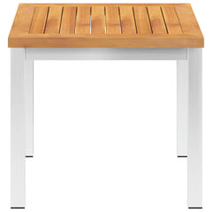 vidaXL Garden Side Table 45x45x38 cm Solid Acacia Wood&Stainless Steel 2