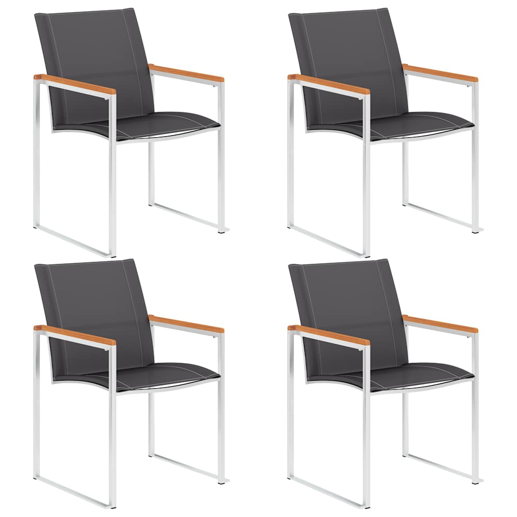 Garden Chairs Textilene and Stainless Steel Grey Solid acacia wood 4