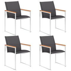 Garden Chairs Textilene and Stainless Steel Grey Solid acacia wood 4