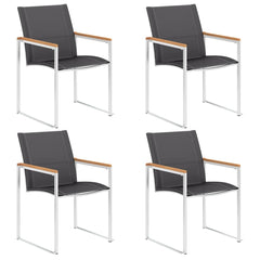 Garden Chairs Textilene and Stainless Steel Grey Solid teak wood 4