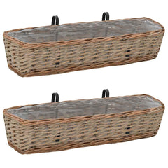 287642 vidaXL Balcony Planter 2 pcs Wicker with PE Lining 80 cm 1