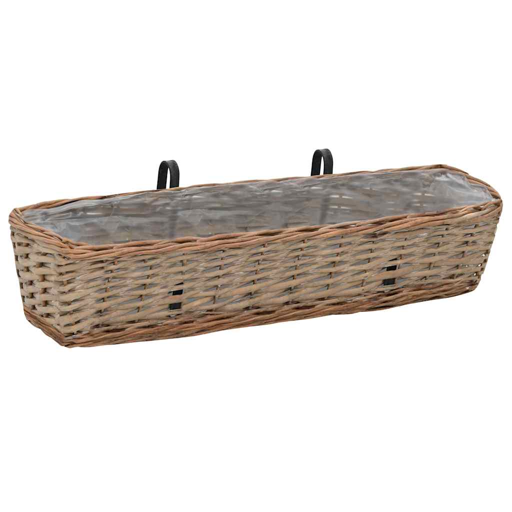 287642 vidaXL Balcony Planter 2 pcs Wicker with PE Lining 80 cm 2