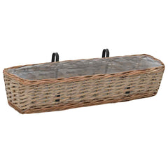 287642 vidaXL Balcony Planter 2 pcs Wicker with PE Lining 80 cm 2