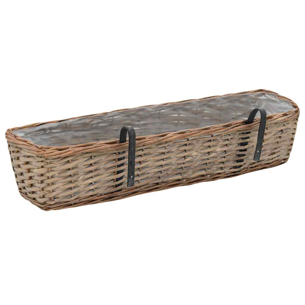 287642 vidaXL Balcony Planter 2 pcs Wicker with PE Lining 80 cm 4