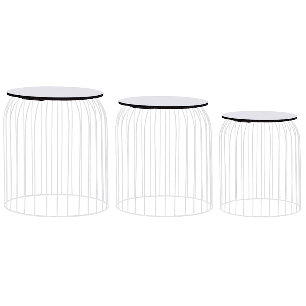 vidaXL Coffee Table | Set of 3 | White | Metal | Small, Medium, Large 1