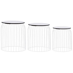 vidaXL Coffee Table | Set of 3 | White | Metal | Small, Medium, Large 1