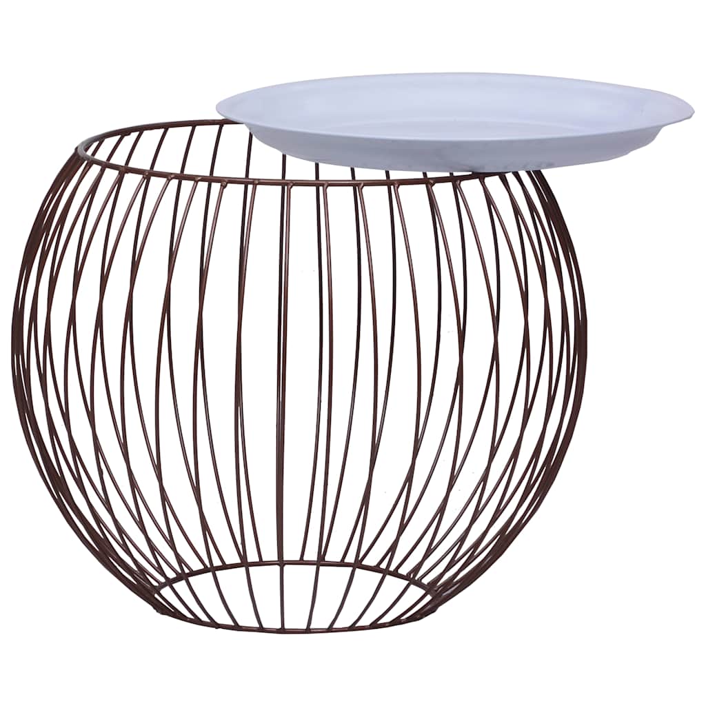 vidaXL Coffee Table | Gold, White | Metal, MDF | Compact | Storage | Round 2