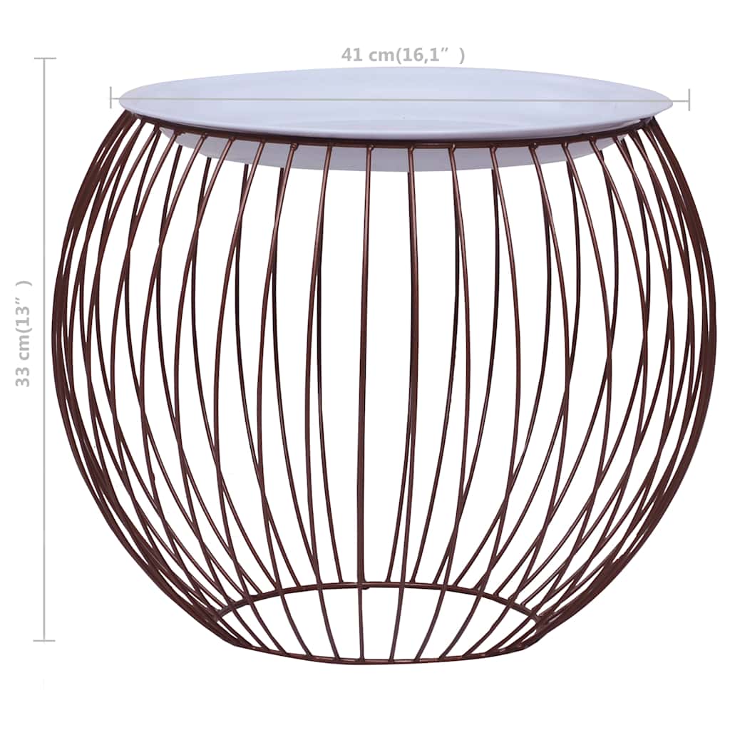 vidaXL Coffee Table | Gold, White | Metal, MDF | Compact | Storage | Round 6