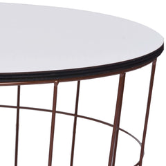 vidaXL Coffee Table | Gold, White | Metal, MDF | 40 cm across 4