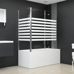 Bath Enclosure 120x68x130 cm Tempered Glass White stripe