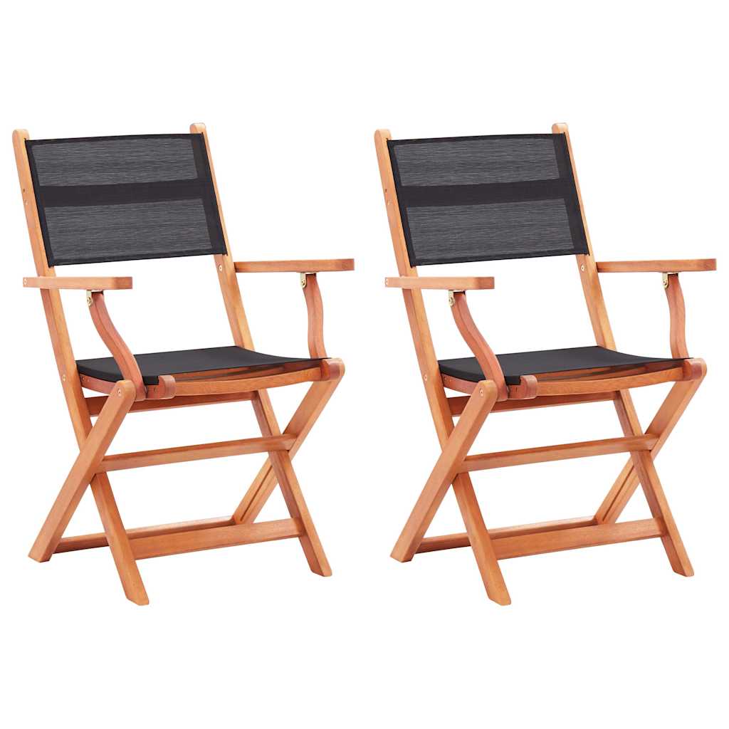 Folding Chairs Solid Eucalyptus Wood&Textilene 2