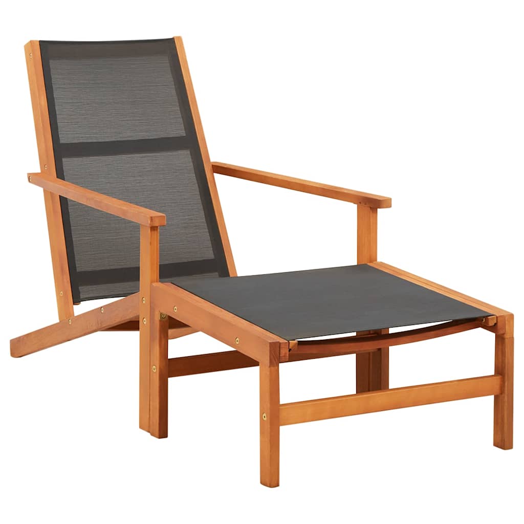 vidaXL Garden Chair with Footrest Solid Eucalyptus Wood and Textilene 1