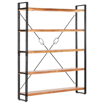 5-Tier Bookcase 140x30x180 cm Solid Acacia Wood