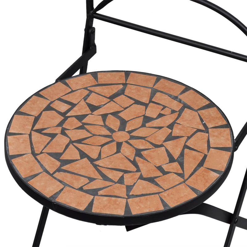 3 Piece Mosaic Bistro Set Ceramic Tile Terracotta