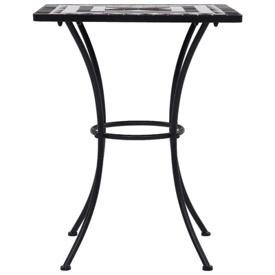 3 Piece Mosaic Bistro Set Ceramic Tile Black and White