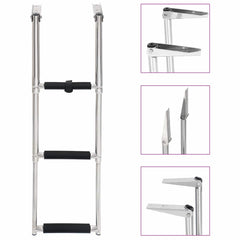 vidaXL Folding Boarding Ladder 3-step Stainless Steel 1