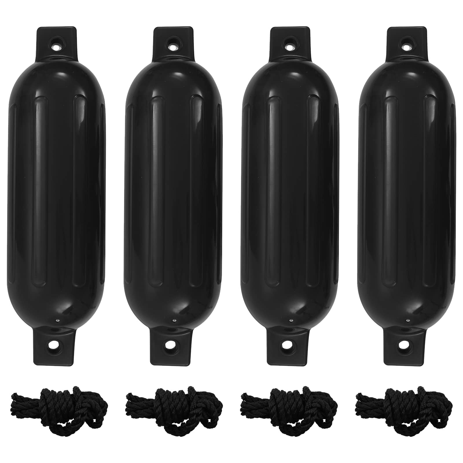 vidaXL Boat Fenders 4 pcs Black Ø 14x50 cm PVC 1