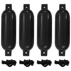 vidaXL Boat Fenders 4 pcs Black Ø 14x50 cm PVC 1