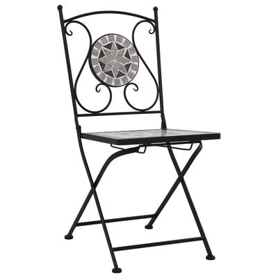 3 Piece Mosaic Bistro Set Ceramic Tile Grey