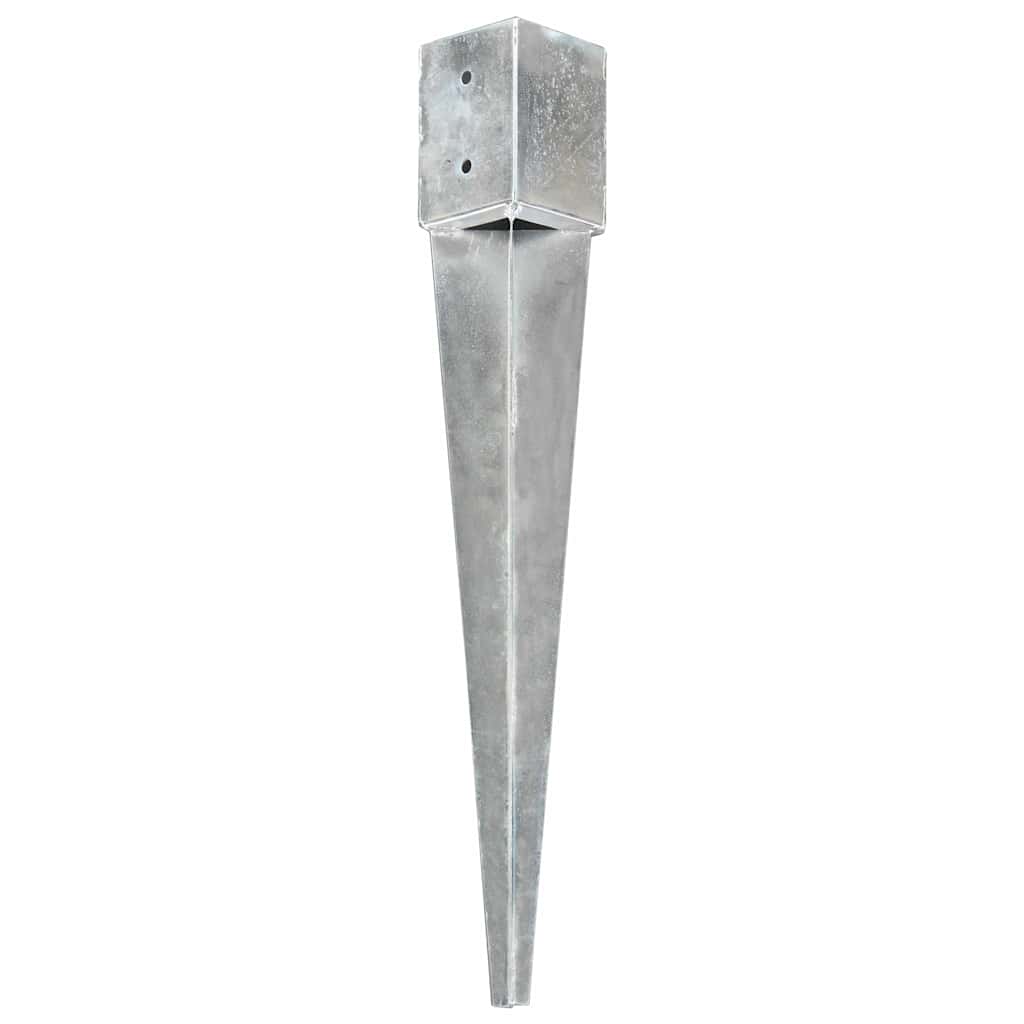 vidaXL Ground Spikes 2 pcs Silver 10x10x76 cm Galvanised Steel 2