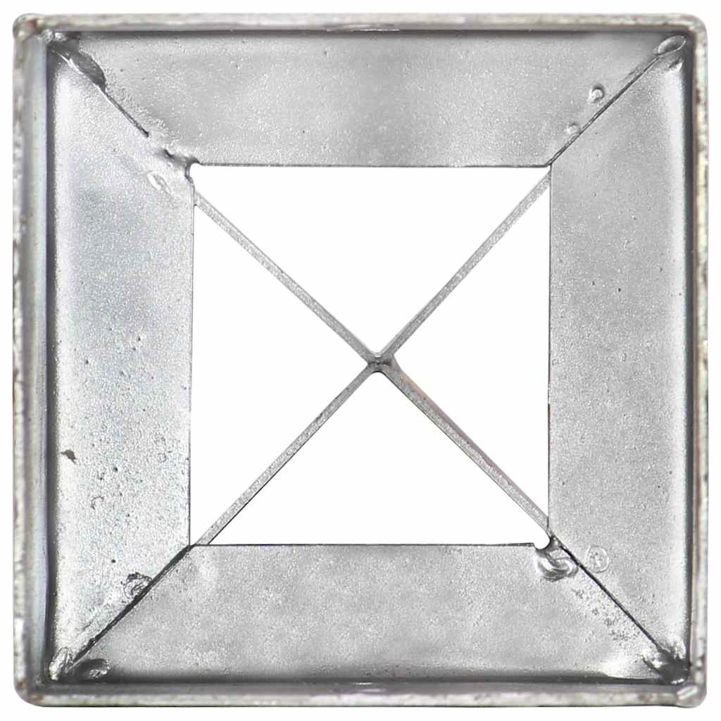 vidaXL Ground Spikes 2 pcs Silver 10x10x76 cm Galvanised Steel 5