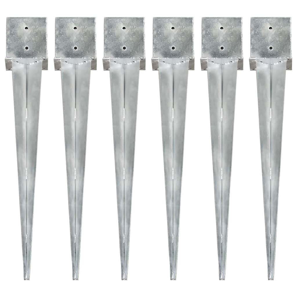 Ground Spikes Silver Galvanised Steel 6 pcs 14 cm 91 cm 14 cm