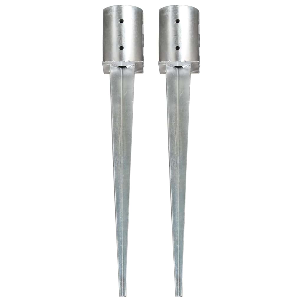 vidaXL Ground Spikes 2 pcs Silver 10x76 cm Galvanised Steel 1