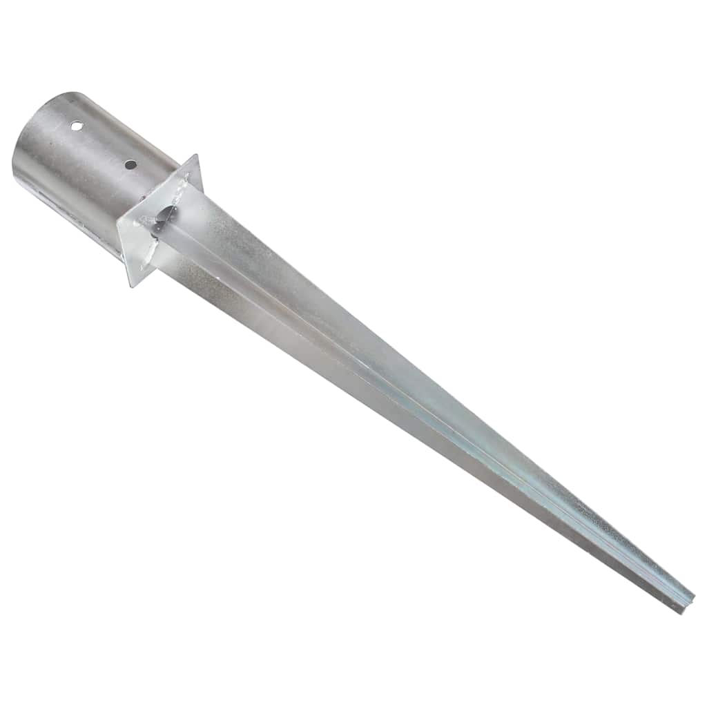 vidaXL Ground Spikes 2 pcs Silver 10x76 cm Galvanised Steel 4
