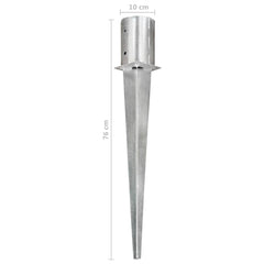 vidaXL Ground Spikes 2 pcs Silver 10x76 cm Galvanised Steel 6