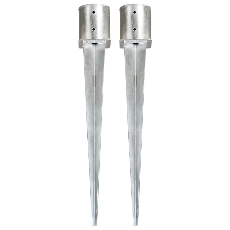 145433 vidaXL Ground Spikes 2 pcs Silver 12x91 cm Galvanised Steel 1