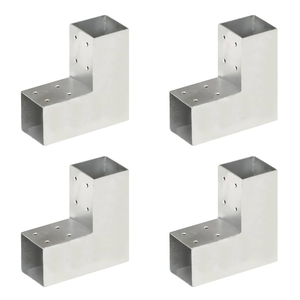 vidaXL Post Connectors 4 pcs L Shape Galvanised Metal 71x71 mm 1