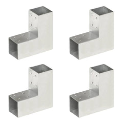 vidaXL Post Connectors 4 pcs L Shape Galvanised Metal 71x71 mm 1