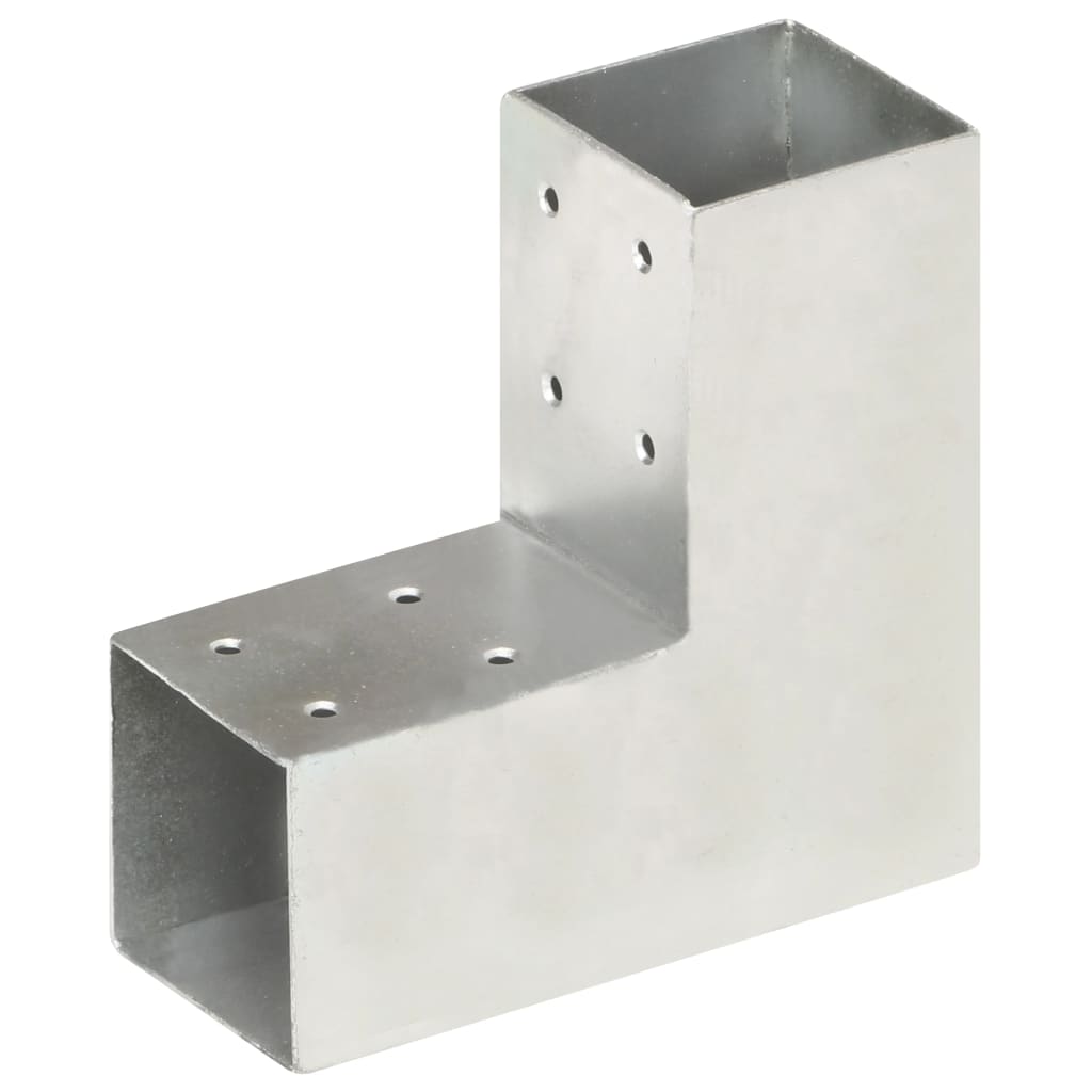 vidaXL Post Connectors 4 pcs L Shape Galvanised Metal 71x71 mm 2