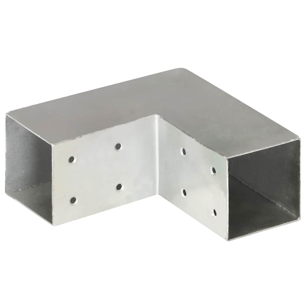 vidaXL Post Connectors 4 pcs L Shape Galvanised Metal 71x71 mm 5