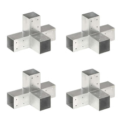 vidaXL Post Connectors 4 pcs X Shape Galvanised Metal 71x71 mm 1