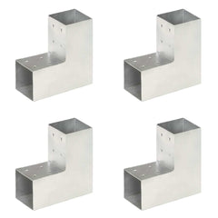 vidaXL Post Connectors 4 pcs L Shape Galvanised Metal 81x81 mm 1