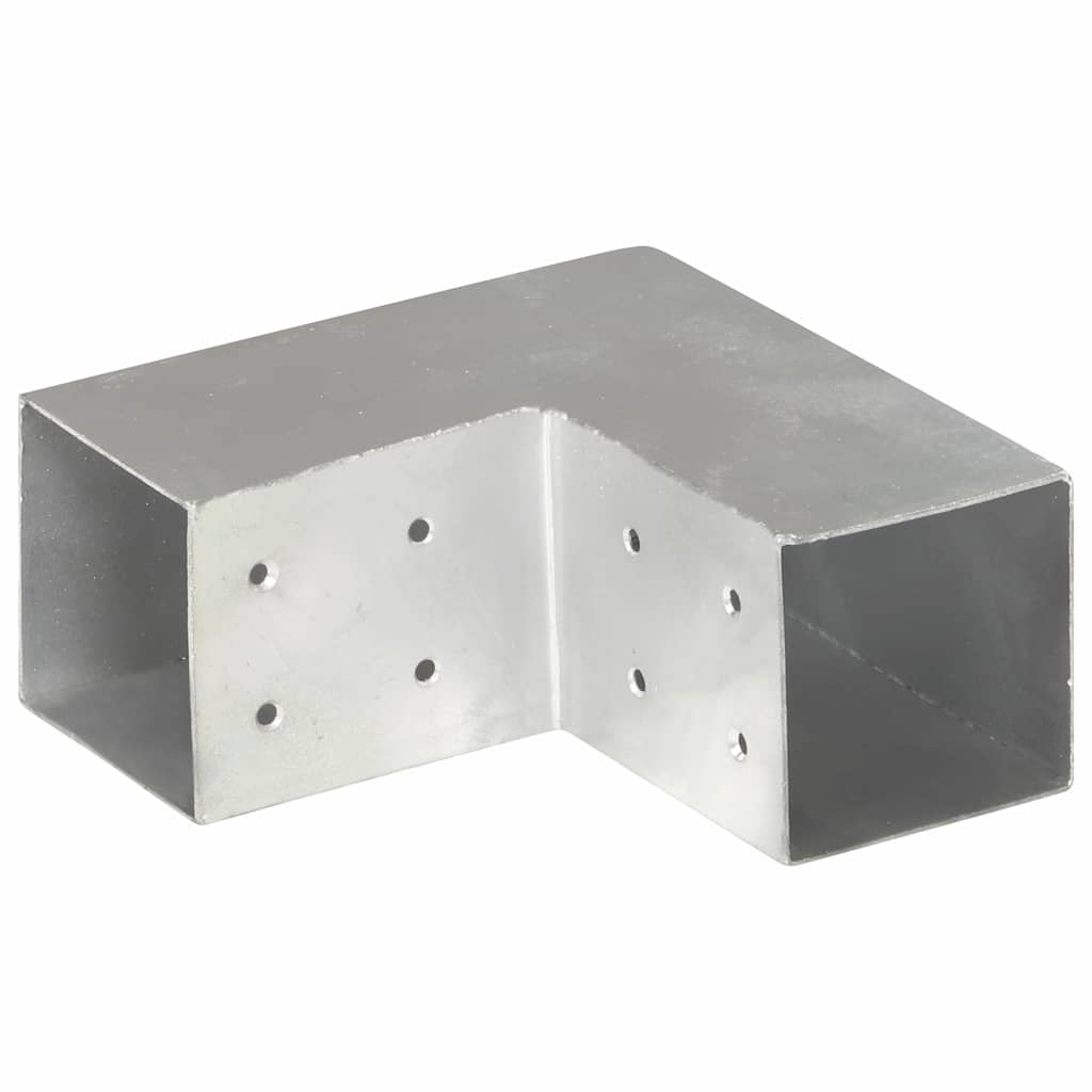 vidaXL Post Connectors 4 pcs L Shape Galvanised Metal 81x81 mm 5