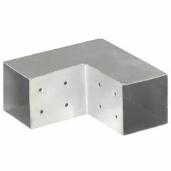 vidaXL Post Connectors 4 pcs L Shape Galvanised Metal 81x81 mm 5