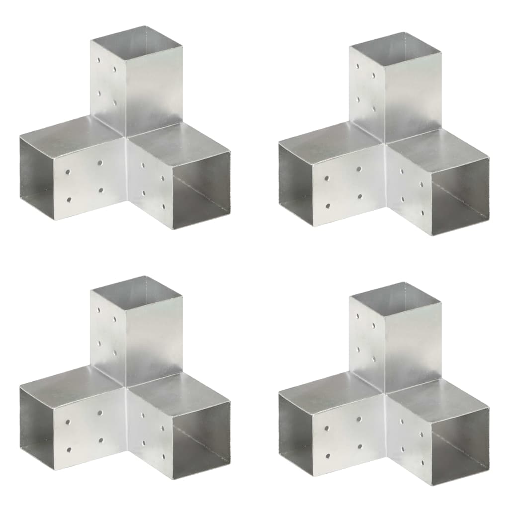 vidaXL Post Connectors Galvanised Metal 4 pcs